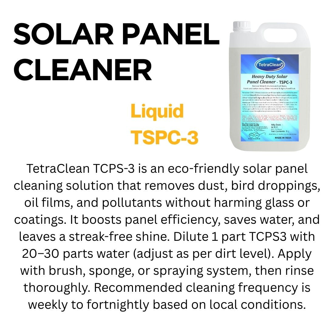 TetraClean TSPC‑3 Heavy Duty Solar Panel Cleaner 5L