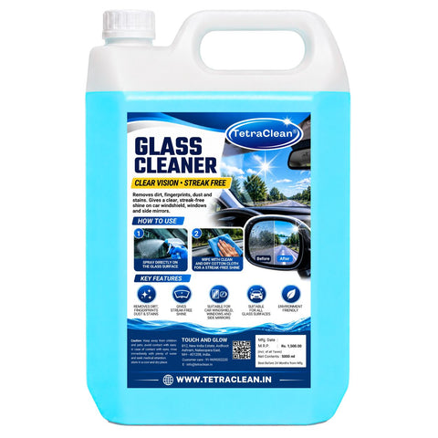 TetraClean Glass Cleaner 5 Litre | Streak-Free Shine for Car Windshields, Windows, Mirrors & Glass Surfaces
