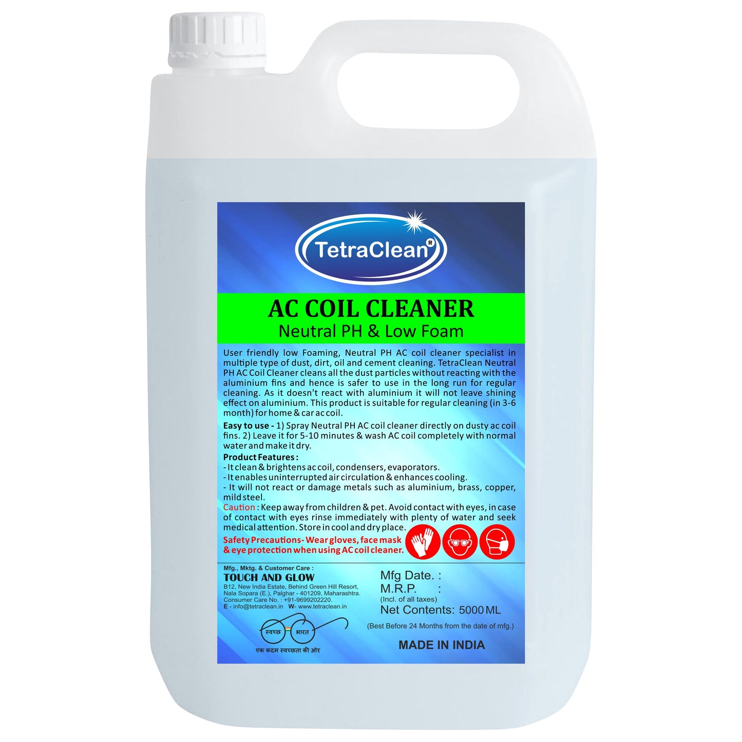 TetraClean Neutral pH Low Foam AC Coil Cleaner 5L Green