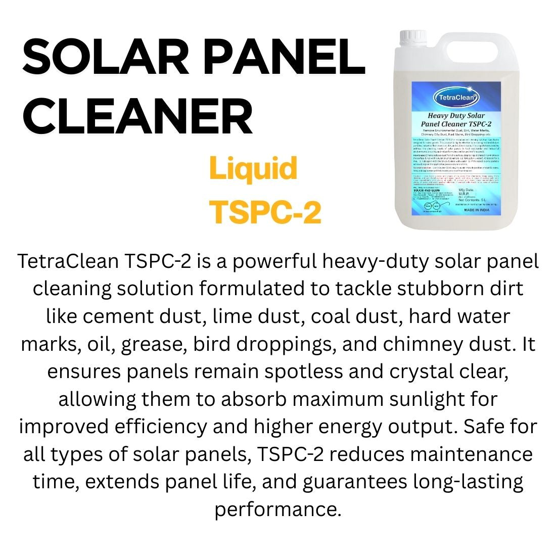 TetraClean TSPC‑2 Heavy Duty Solar Panel Cleaner 5L
