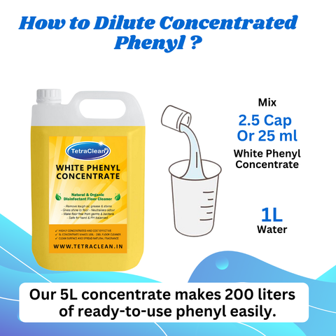 TetraClean White Phenyl Concentrate Liquid 5L– Lemon Fragrance