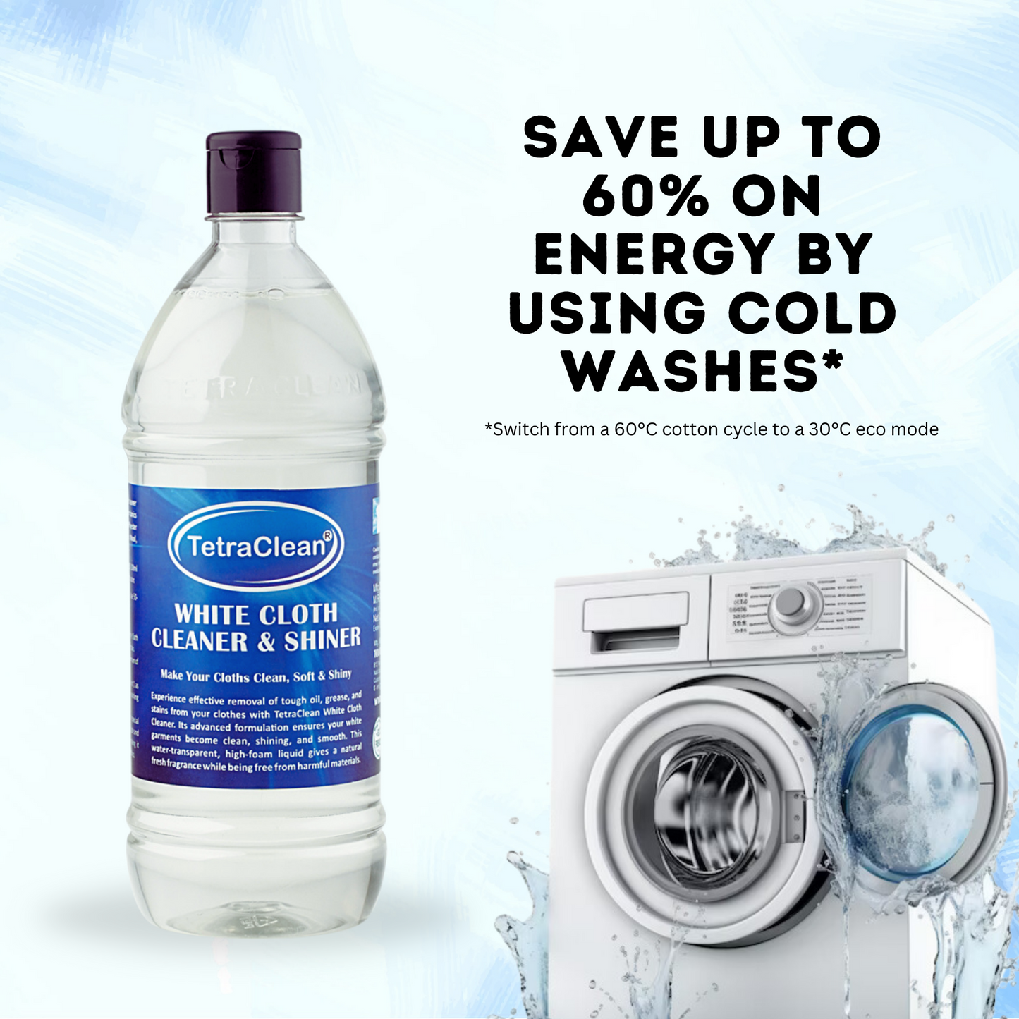 TetraClean White Cloth Cleaner & Shiner – Tough on Stains, Gentle on Fabrics 1,Ltr