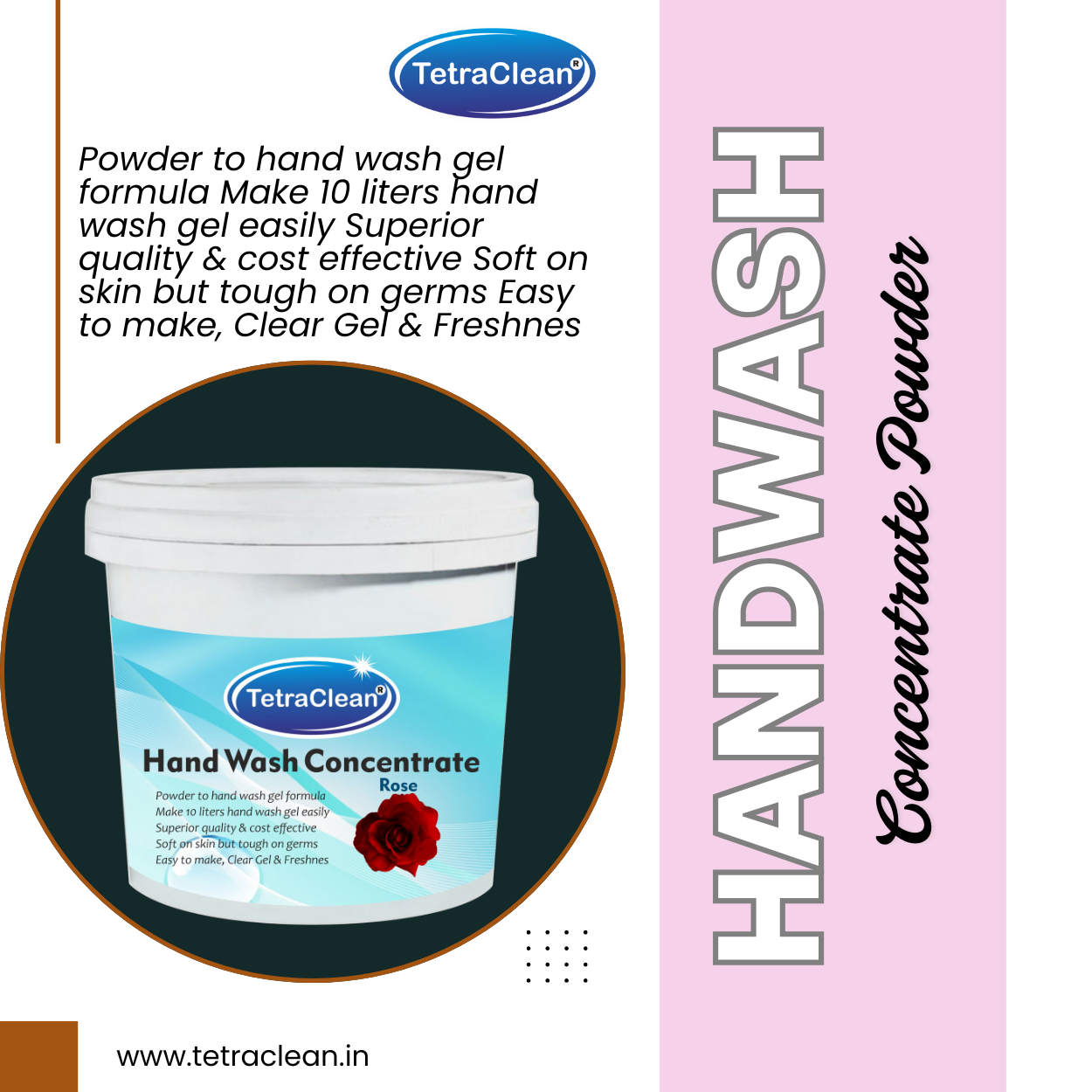 TetraClean Hand Wash Concentrate Powder Rose- 500g