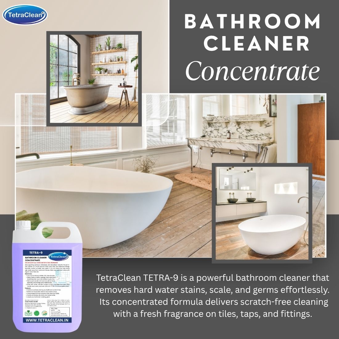 TetraClean TETRA-9 Bathroom Cleaner Concentrate 5L