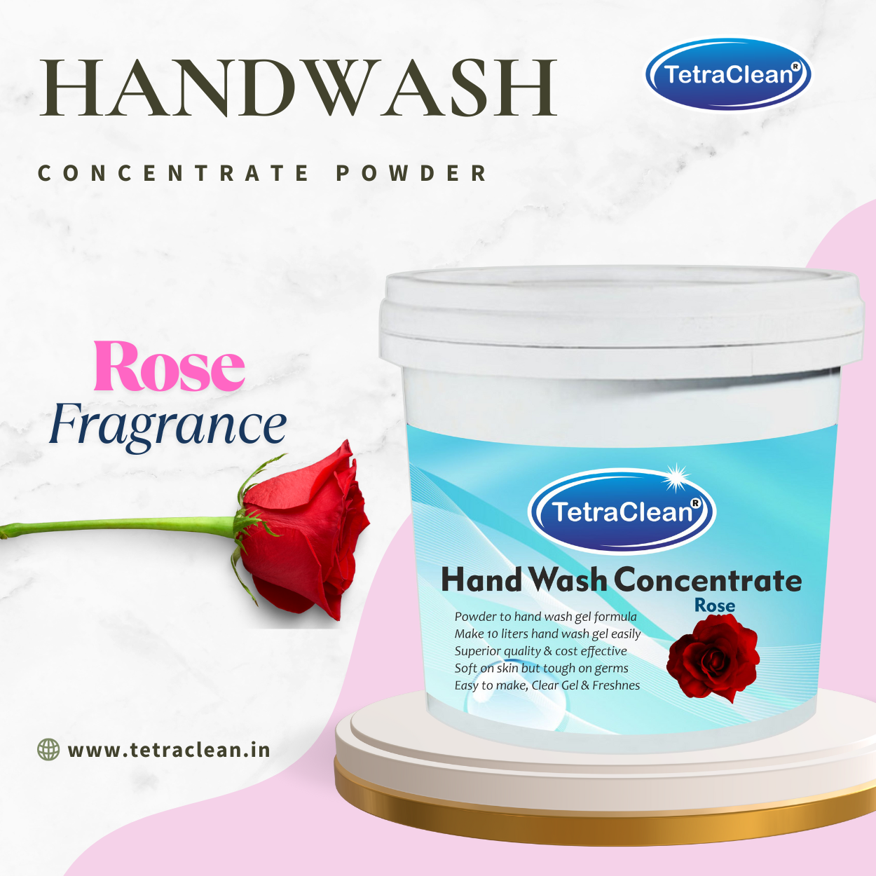 TetraClean Hand Wash Concentrate Powder Rose- 500g