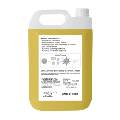 TetraClean Silicone-Free Cement & Concrete Defoamer | High-Performance Anti-Foaming Agent for Cement, Mortar & Concrete Applications 5L