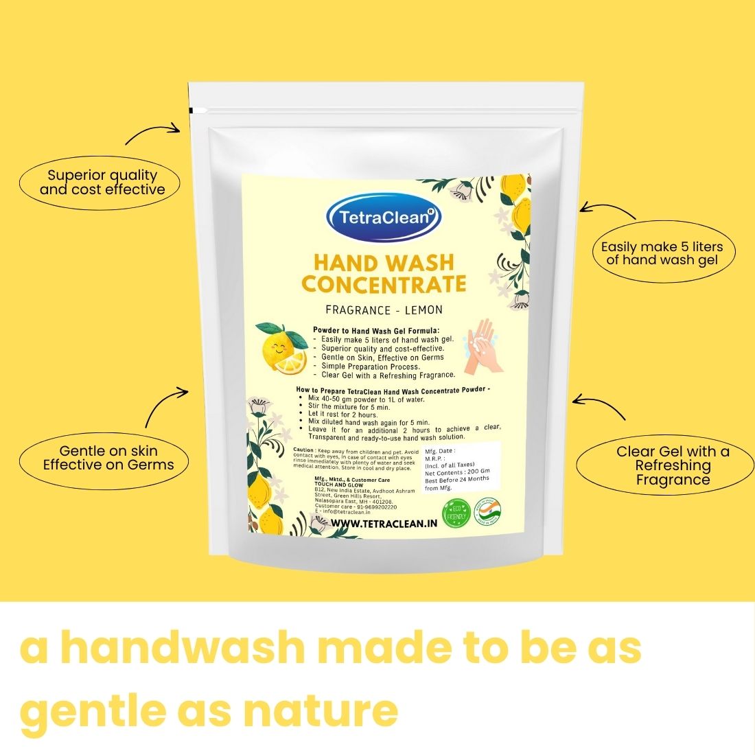 TetraClean Hand Wash Concentrate Lemon, 200g