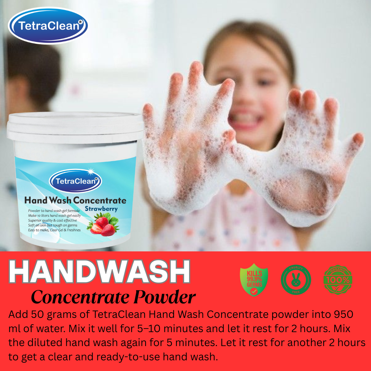 TetraClean Hand Wash Concentrate Powder Strawberry - 500g