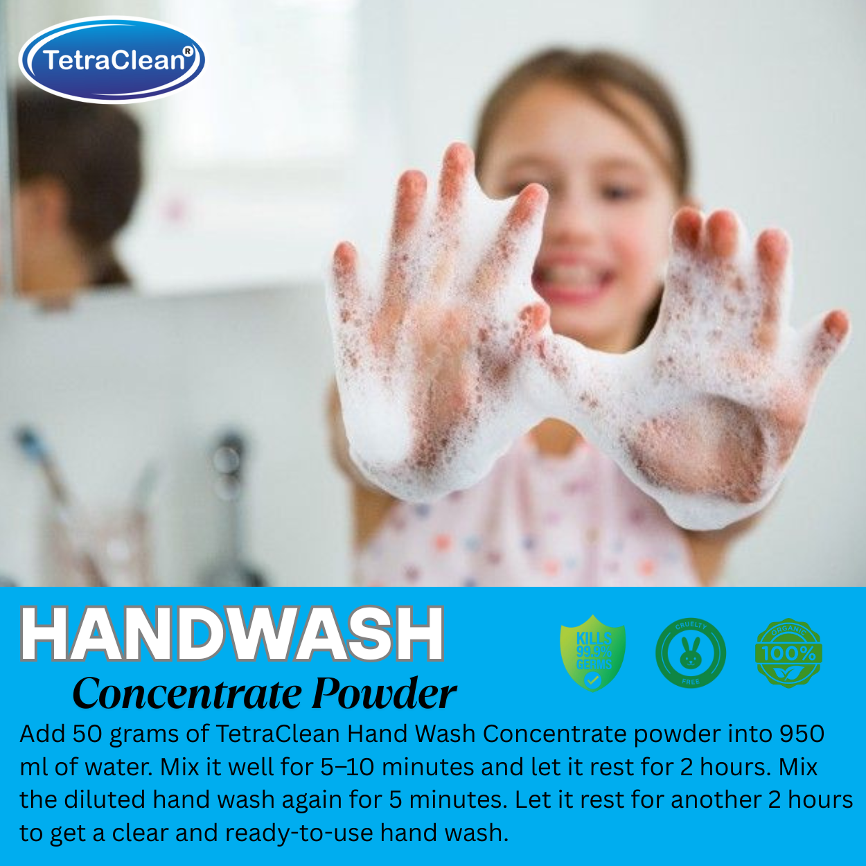 TetraClean Hand Wash Concentrate Powder Aqua Fresh - 500g