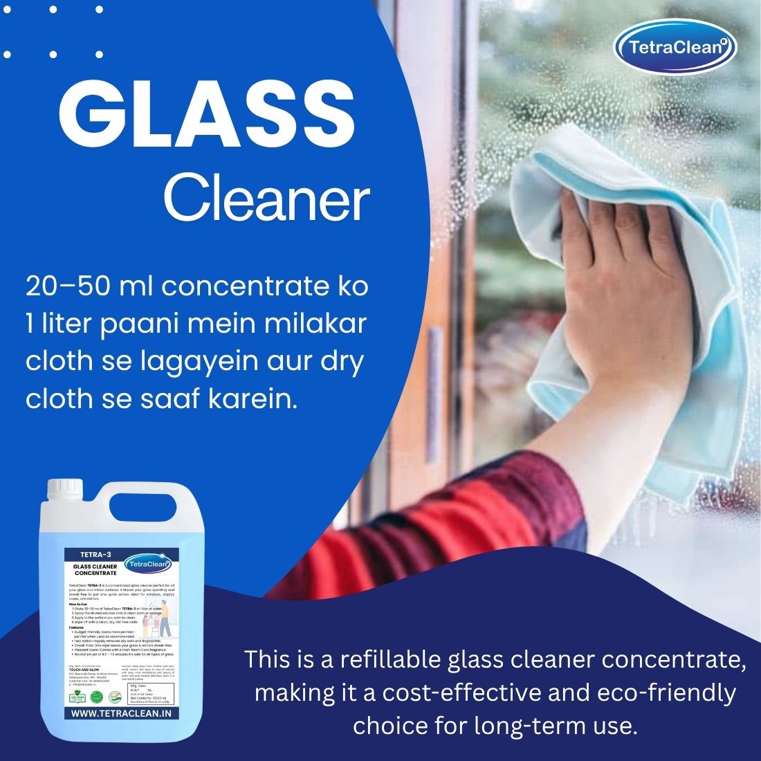 TetraClean TETRA-3 Glass Cleaner Concentrate 5L