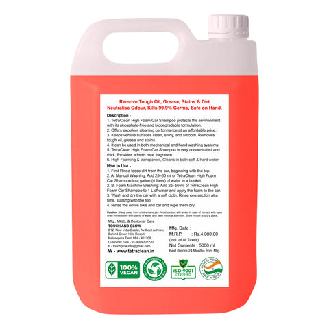 TetraClean High Foam Car Shampoo 5L Rose Fragrance