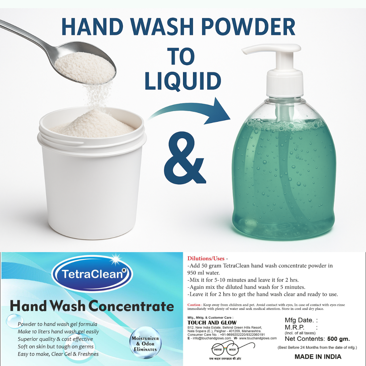 TetraClean Hand Wash Concentrate Powder Jasmine - 500g