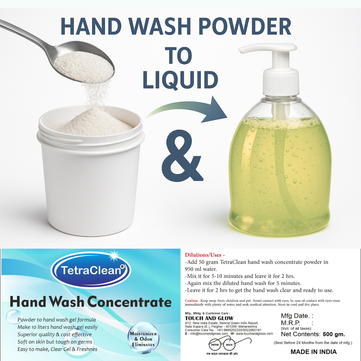 TetraClean Hand Wash Concentrate Powder Lemon - 500g
