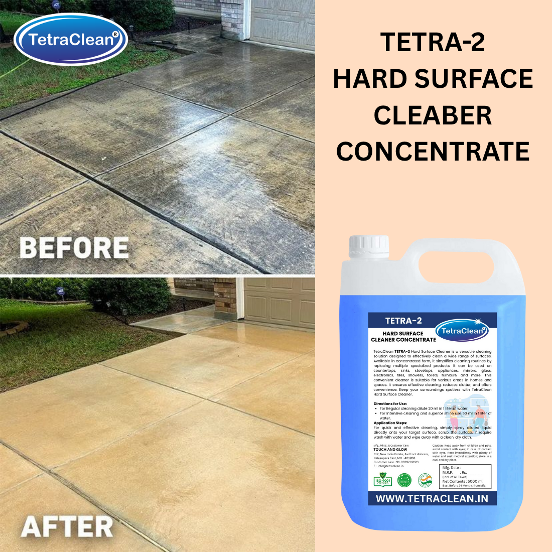 TetraClean TETRA-2 Hard Surface Cleaner Concentrate 5L