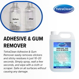 TetraClean Adhesive & Gum Remover | Professional Glue, Sticker & Chewing Gum Remover | Removes Adhesive, Ink, Tar & Sticky Residue | Fast-Acting Industrial Cleaner