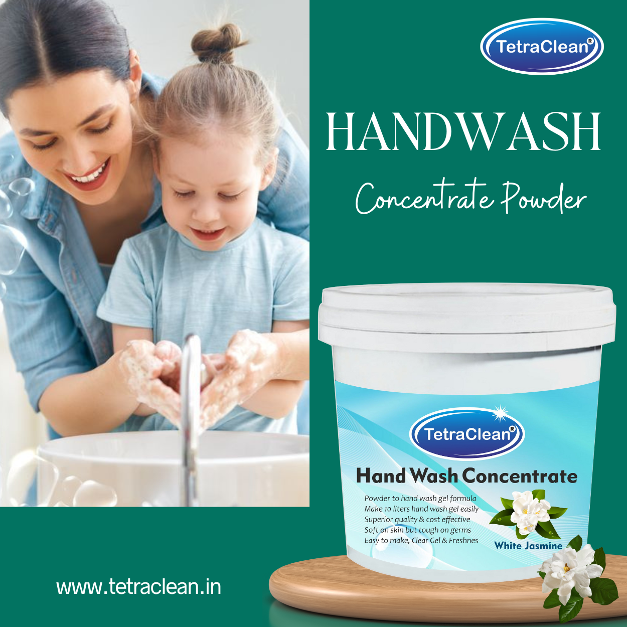 TetraClean Hand Wash Concentrate Powder Jasmine - 500g