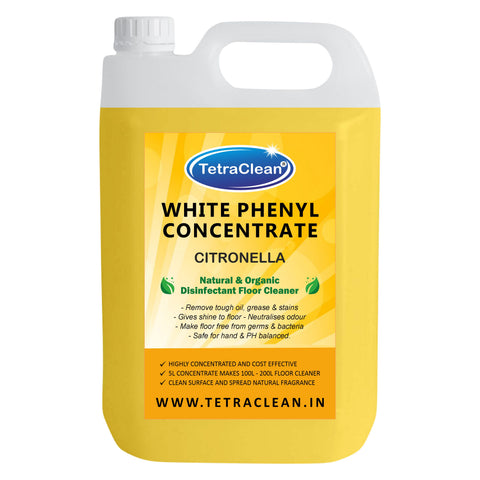 TetraClean White Phenyl Concentrate Liquid 5L– Citronella Fragrance