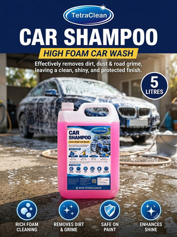 TetraClean Car Shampoo 5 Litre | High Foam Car Wash Liquid for Deep Cleaning, Dirt & Grime Removal