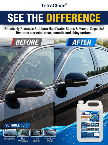 TetraClean Car Hard Water Mark Remover 5 Litre | Removes Water Spots, Mineral Deposits & Stains from Car Glass and Paint