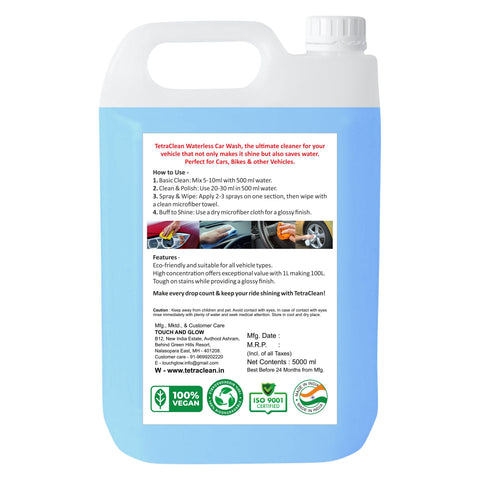 TetraClean Waterless Car Wash – Liquid  High Gloss Shine 5,Ltr