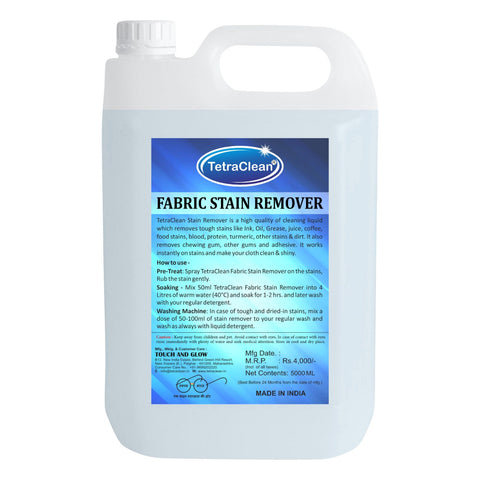 TetraClean Fabric Stain Remover Liquid (5L) Removes Oil, Ink, Grease & Tough Stains Instantly